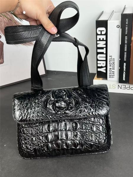 Authentic Crocodile Skin Men's Small Shoulder Bag Ultrathin Flap Purse Genuine Alligator Leather Male Messenger Bag