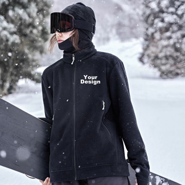 Unisex Polar Fleece Zip Up Mid Layer Jacket for Ski Outdoor