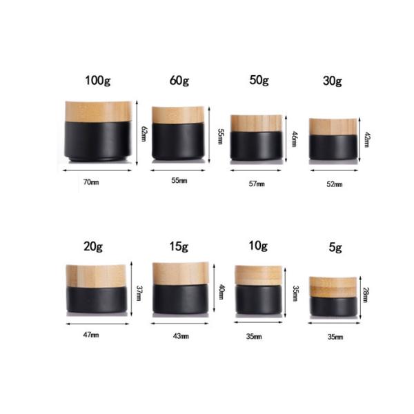 15g 20g 30ml 50g 100ml Clear Black Amber Green Cosmetic Body Butter Cream Glass Jar With Bamboo Lid