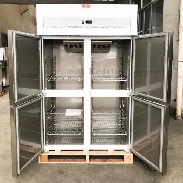 AISI304 4 Doors Stainless Steel Upright Refrigerator Auto Defrosting For Restaurant