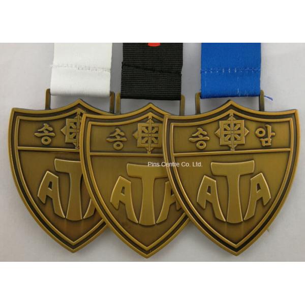 Zinc Alloy Brass Sports Ribbon Medals For Souvenirs / Honor / Prize