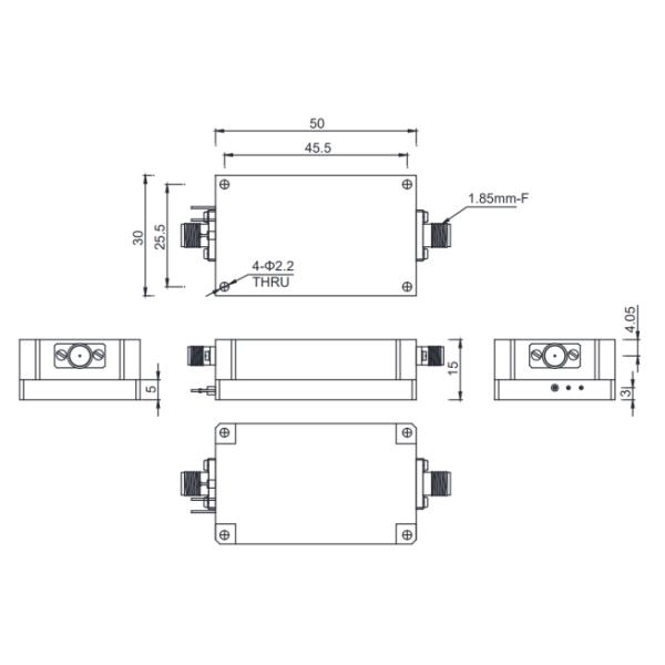 Amplificador de ruido bajo de banda ancha de 1-50 GHz para investigación científica e instrumentación con una cifra de ruido de 6.5 dB