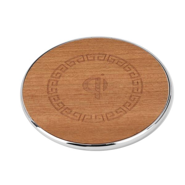 10w Desktop Round Wooden Wireless Charger , Iphone Wood Charger For Samsung Mobiles