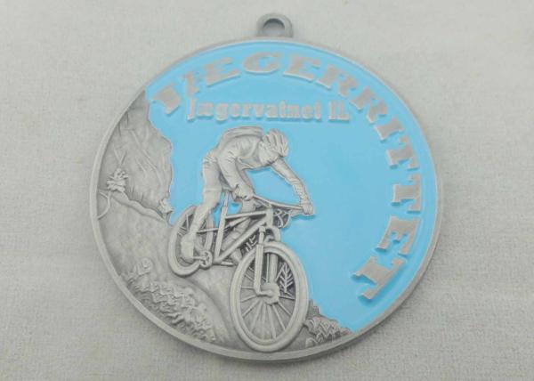 Bike Sport Enamel Medal Brass Stamped With Antique Silver Plating