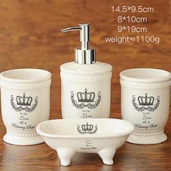 Round 4 Piece Ceramic Bathroom Set White Glazed For Home Hotel