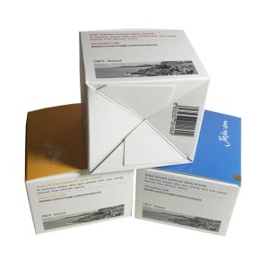 Printed White Square Paper Box With Auto-Lock Bottom Custom Cream Boxes