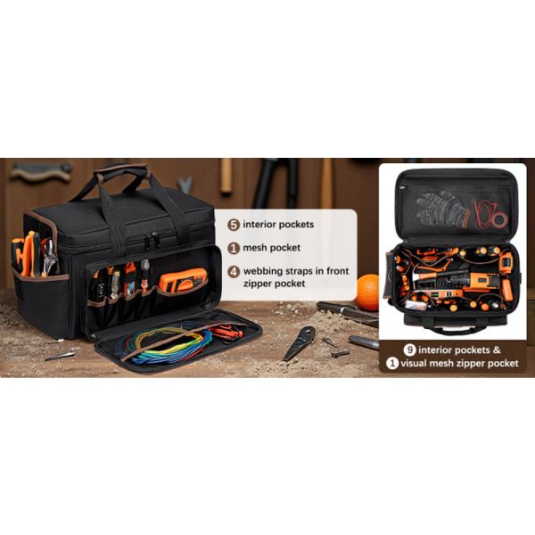 In Stock New Style 17Inch Heavy Duty Zipper Closure Thickened Wear Resistant Oxford Cloth Portable Storage Tool Bag