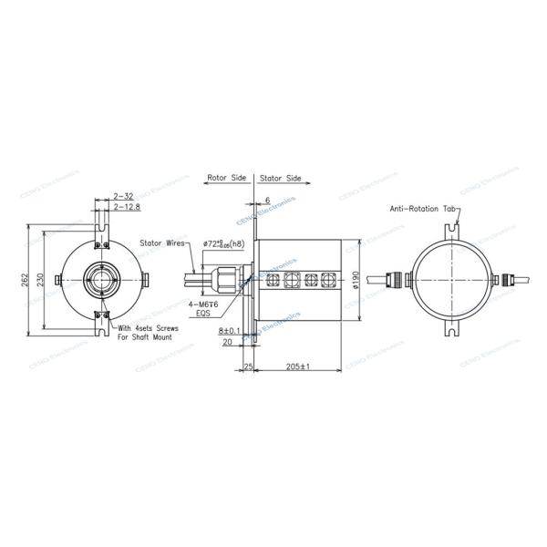 Diameter 190mm Low Temperature Slip Ring With Megabit Ethernet Signal