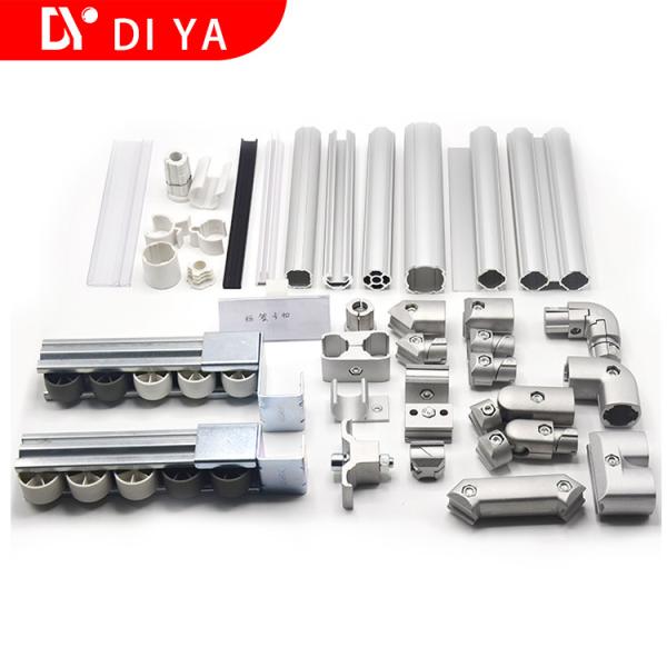 Industrial Profile DY9 Aluminium Extruded Sections Chromed PE Lean Pipe Connector