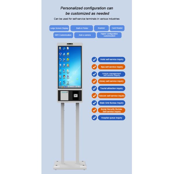 Custom KFC Mcdonalds 27 Inch Windows Touch Screen Fast Food Self Service Ordering Kiosk