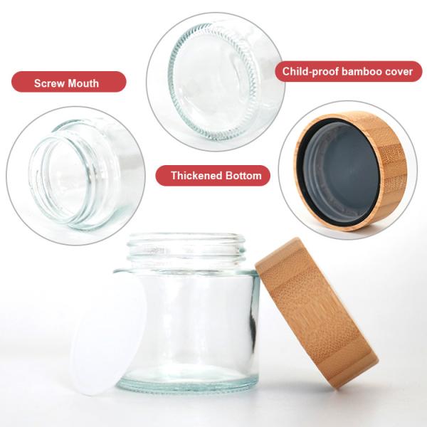 Dia 64mm 120ml крышки бамбуковых прозрачных стеклянных опарников концентрата масла Childproof