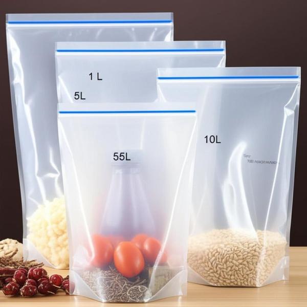 Sacs à fermeture à glissière réutilisables à usage lourd, étanches à la fuite, stockage à nouveau fermé pour les produits alimentaires, pièces industrielles, électronique, 1L 5L 10L