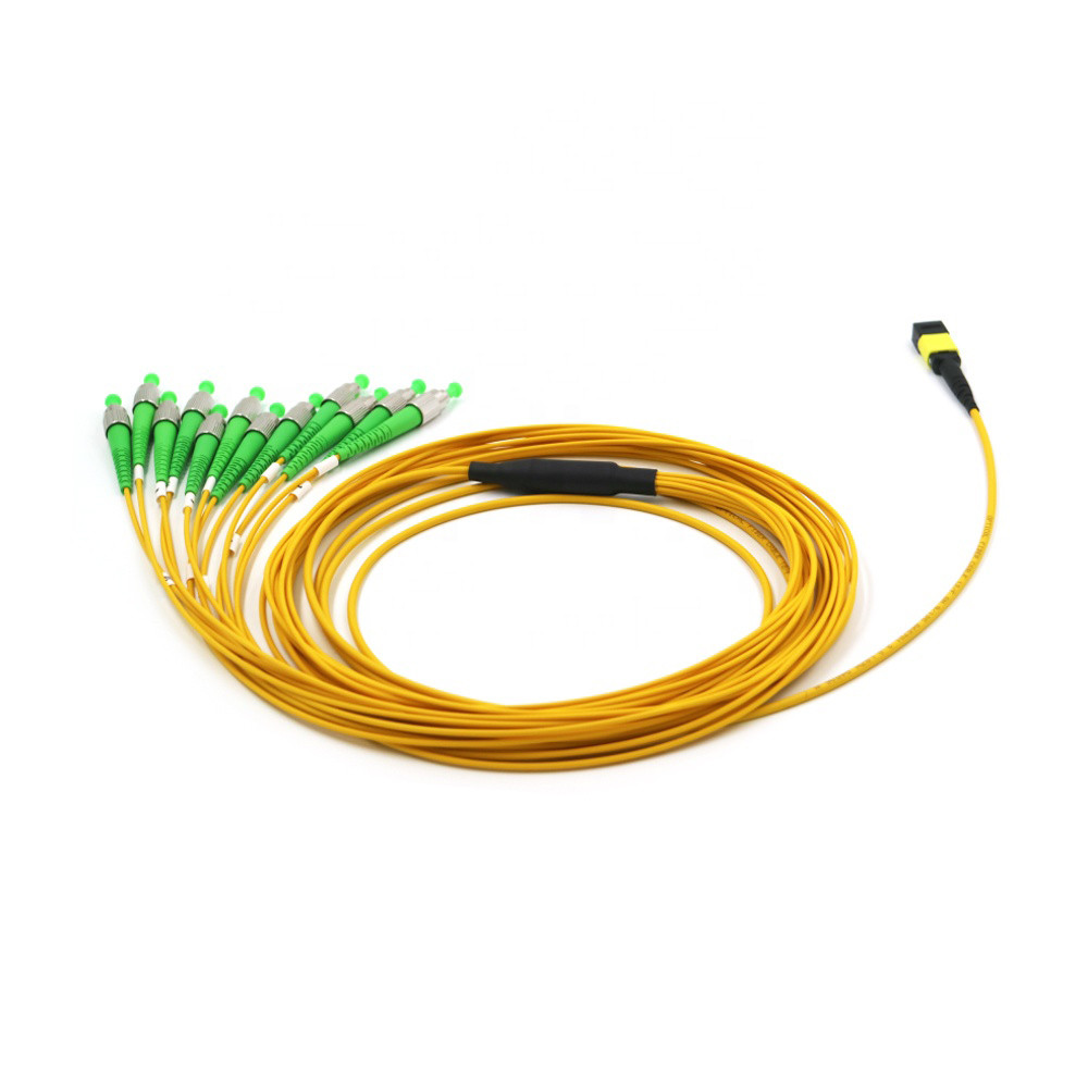 12 Fiber Low Loss Yellow MTP MPO Trunk Cable 1 Meter ST APC Patch Cord 3.0mm Diameter