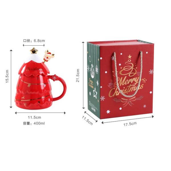 Christmas Gift Mug Set With Lid And Spoon Customized Color For Office Afternoon Tea Cup