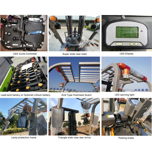 2.5 Ton Electric Forklift Lift Height 3000-5000mm LED Lights for Material Transport