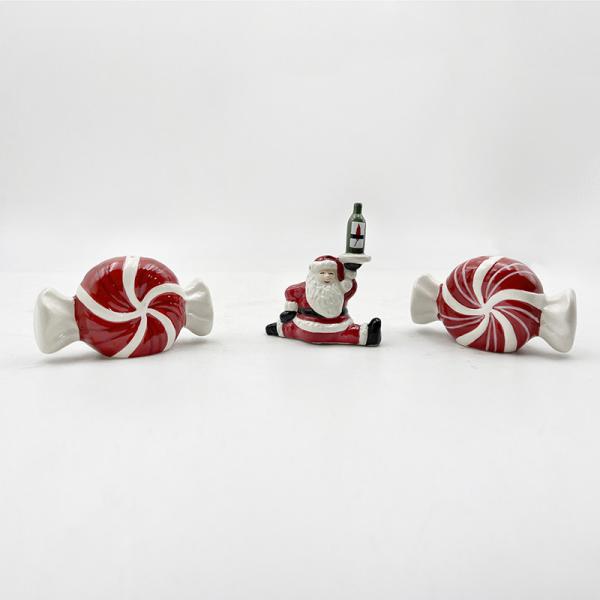 Hand Painted Ceramic Craft Christmas Santa Claus New Year Candy Salt & Pepper Shaker Custom Size Pattern