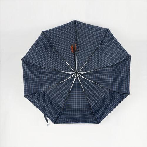 Fully Auto 3 Compact Golf Umbrella , 27 Inches Mens Golf Umbrella Blue Plaid Canopy
