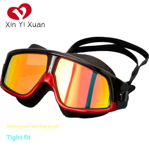 Adult diving mask, large frame for European and American nearsighted people, floating diving mask manufacturer's customized anti-fog silicone, diving swimming goggles