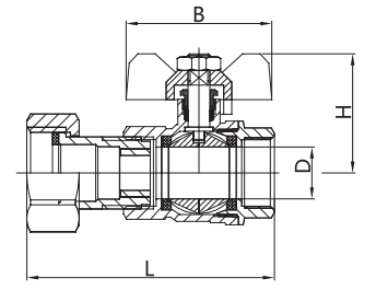 PTFE 2 Inch Brass Ball Valve DN25 Brass Water Shut Off Valve Nut