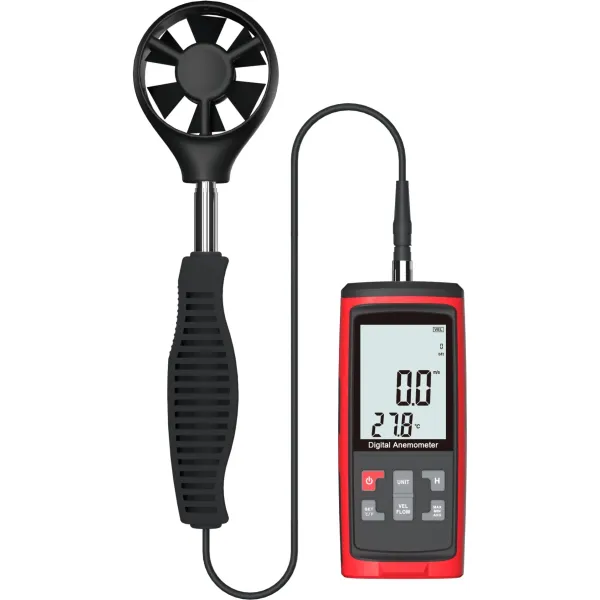 GT8915 Digital Wind Measurement Anemometer With Retractable Drag Rod Sensor LCD Backlight