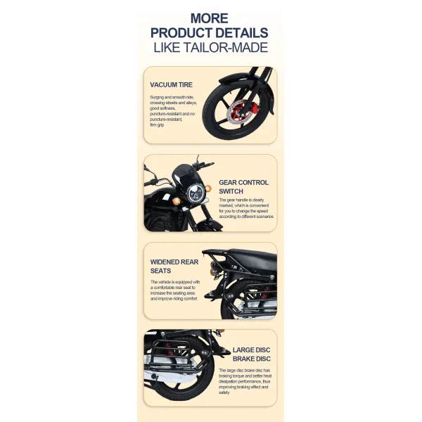 Two Wheeler Adults Electric Motorcycle Bike 125cc 100 km/h
