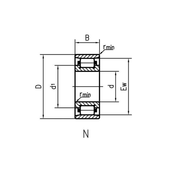 Single Row Gcr15 Cylindrical Bore Bearing N208E Steel Roller Bearing Removable Outer Ring