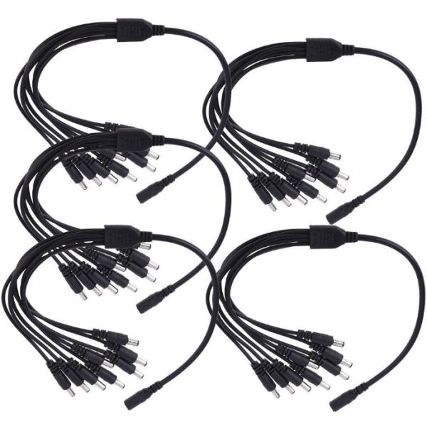 12v dc 8 Channel Power Cable Splitter 1 Female to 8 Male Black CCTV Security System Camera