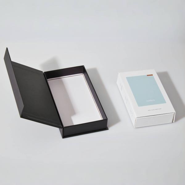 Custom Logo Book Shaped Flip Cardboard Gift Packaging Box With Magnet For Phone Case