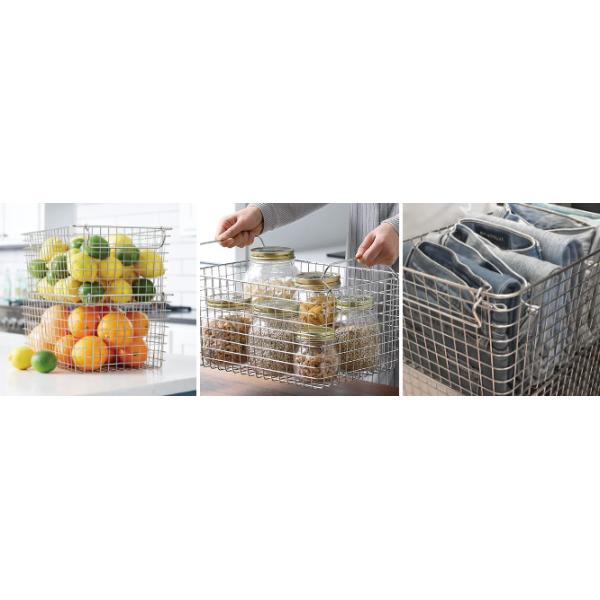 Черная проволочная сетка корзины хранилища кладовки Металлическая проволочная корзина фруктов