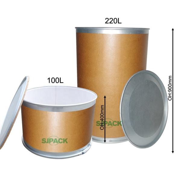 100L Hot Melt Glue Fiber Drum with Steel Cover