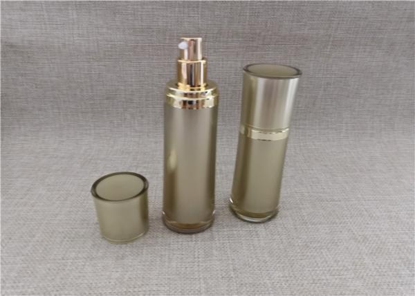Light Gold Acrylic Cosmetic Bottle , Round Waist Fancy Lotion Bottles