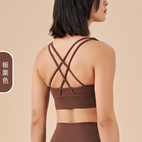 DOUBLE-SIDED BRUSHED CROSS BACK SPORTS UNDERWEAR SHOCK-PROOF PUSH-UP YOGA SPORTS BRA FITNESS VEST