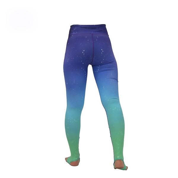 Wear Resistant Yoga Wear Clothing Ladies Yoga Pants Blue Fade To Green Color