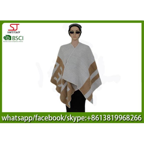 560g 130*130cm 100%Acrylic woven jacquard word poncho hot sale new style keep warm fashion scarf