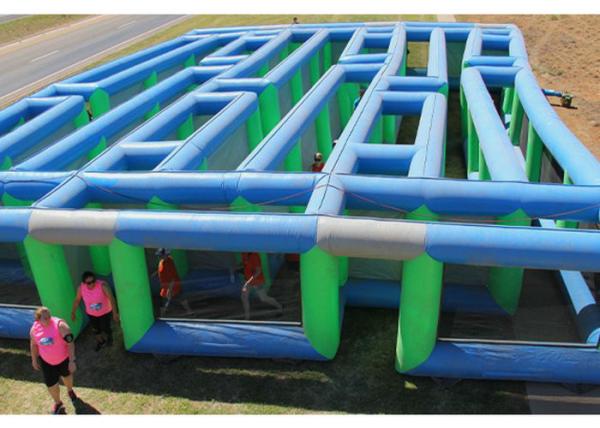 Giant Race Maze Sport Center Inflatable Competition Equipment Green / Blue