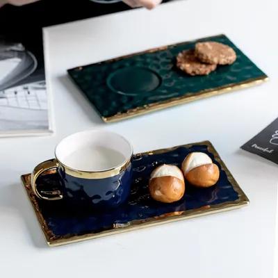 Elegante sophistiquée esthétique de style nordique Luxe tasse de café en céramique avec plaque