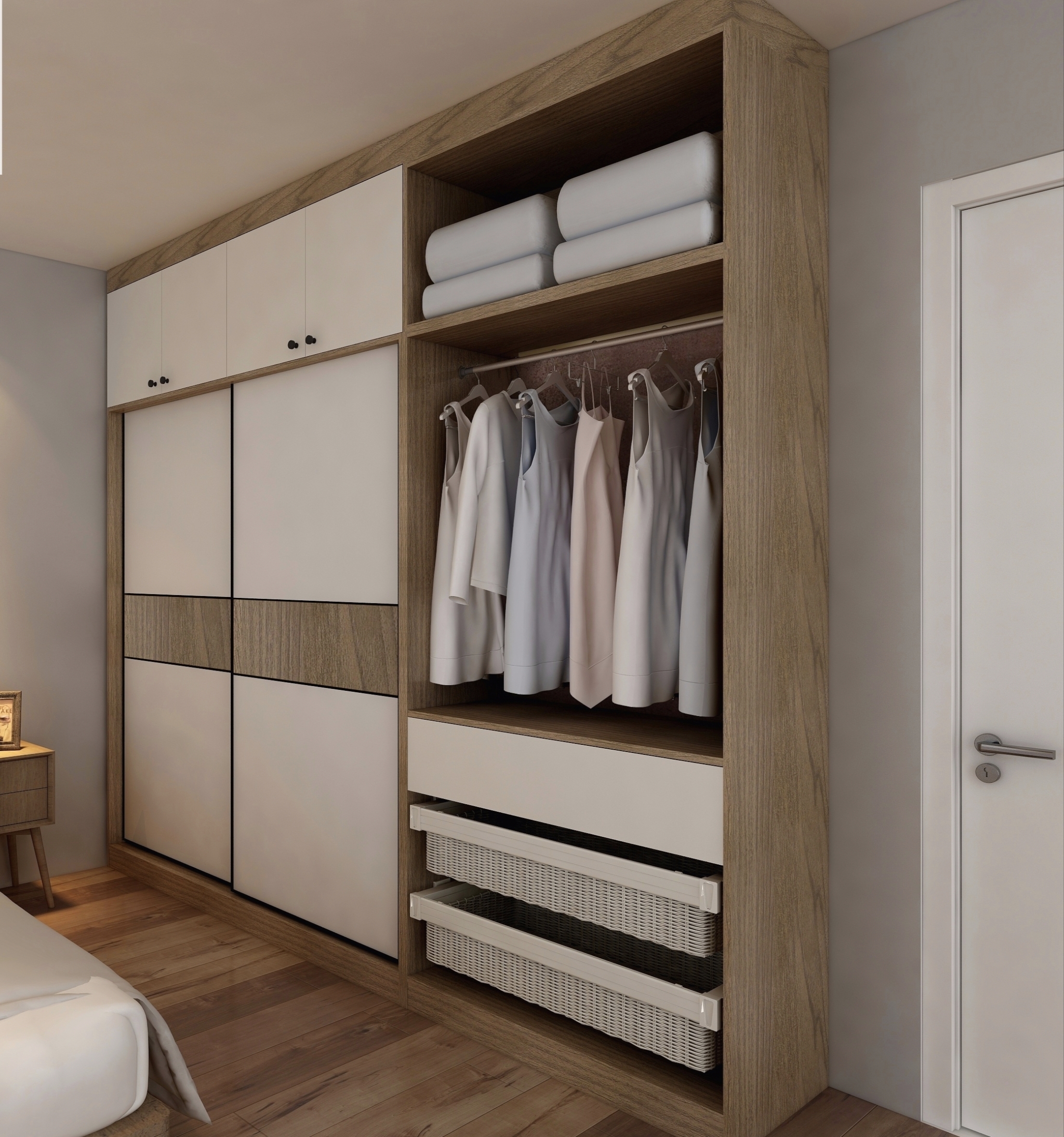 Silent Sliding Hardware Stainless Steel Modern Wardrobe For Dormitories