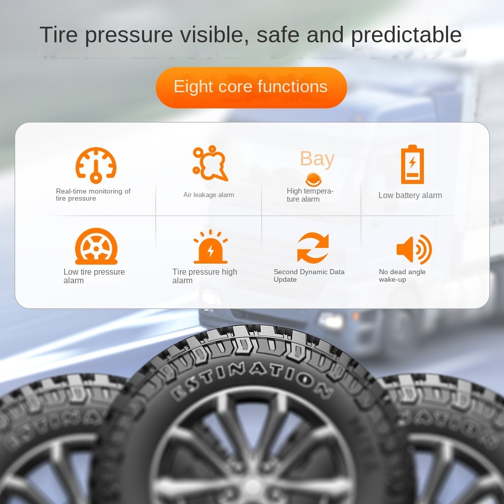 Large Screen Display Solar Powered High Quality Tire Pressure Temperature Monitor 6 Wheels Color Screen Design Built-In External