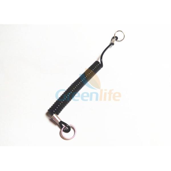 Black Wire Coil Lanyard With Double Split Ring On Two Sides Custom 12CM Length
