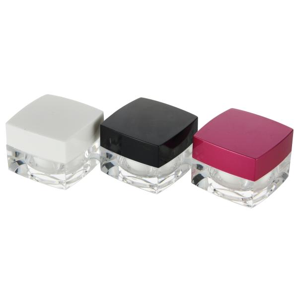 Pot cosmétique vide de 5g sérigraphié de forme carrée pour l'industrie cosmétique