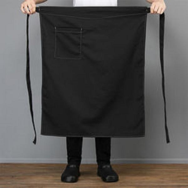 Waterproof Bartender Cotton Kitchen Bar Bistro Logo Waitress Short Waiter Waist Half Apron Chef Length Black apron for Cleaning