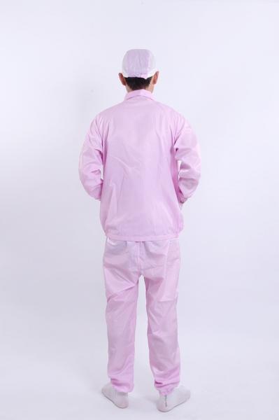 Anti-Static Notched Collar Separates Top Pants Cleanroom Approved For Controlled Environments In White / Blue / Pink / Black