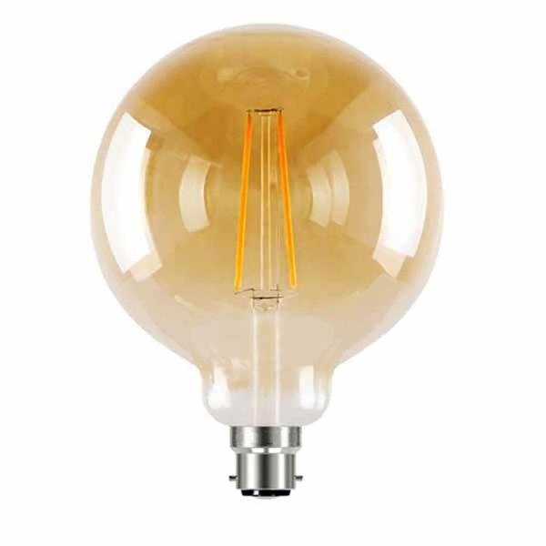 110 lm/w E26 E27 9W G125 G95 LED Filament Bulb with Dimmable Function and Amber Glass