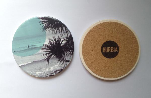 Round ceramic coaster with UV printed logo