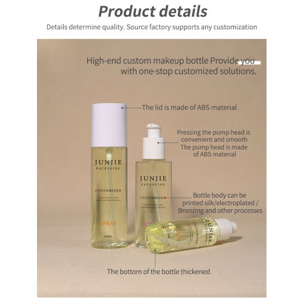 Clear Thick Lotion Pump Bottle Perfume Spray Bottle 50ml 70ml 80ml 100ml 130ml Press Bottle White Pump Head