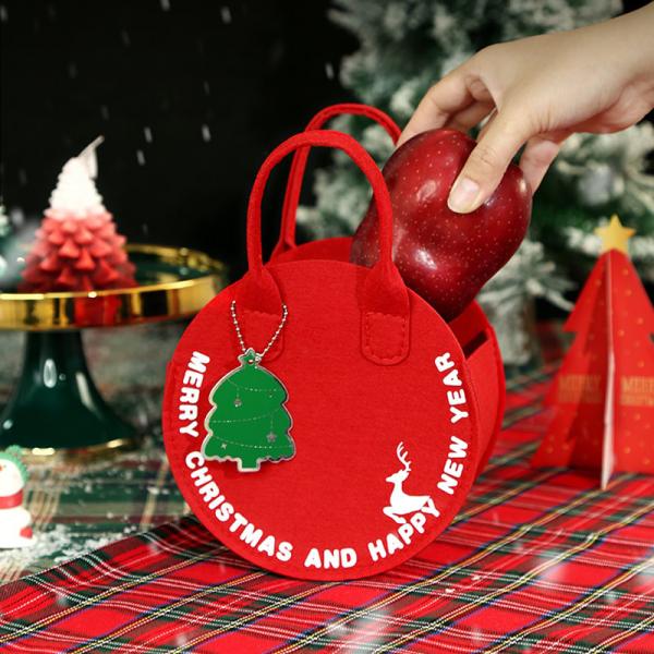 Fashionable Christmas Felt Bag Red Santa Claus Shopping Bag with Round Gift Bag Design