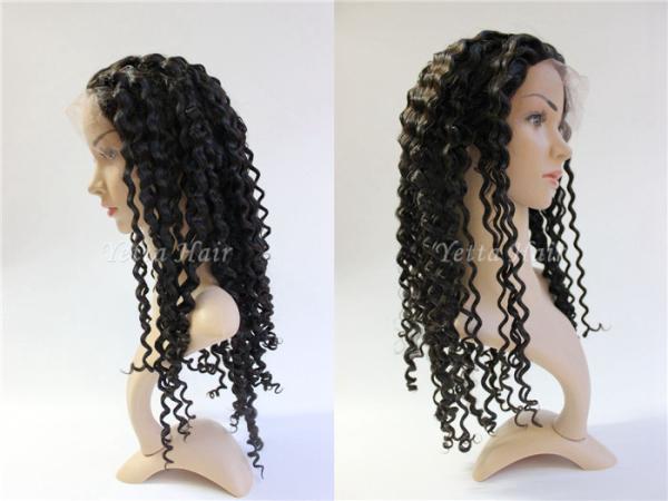 Cabelo encaracolado profundo do Virgin liso/100 perucas da parte dianteira do laço do cabelo humano com cabelo do bebê