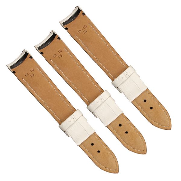White Top-grain Curved Genuine Leather Strap