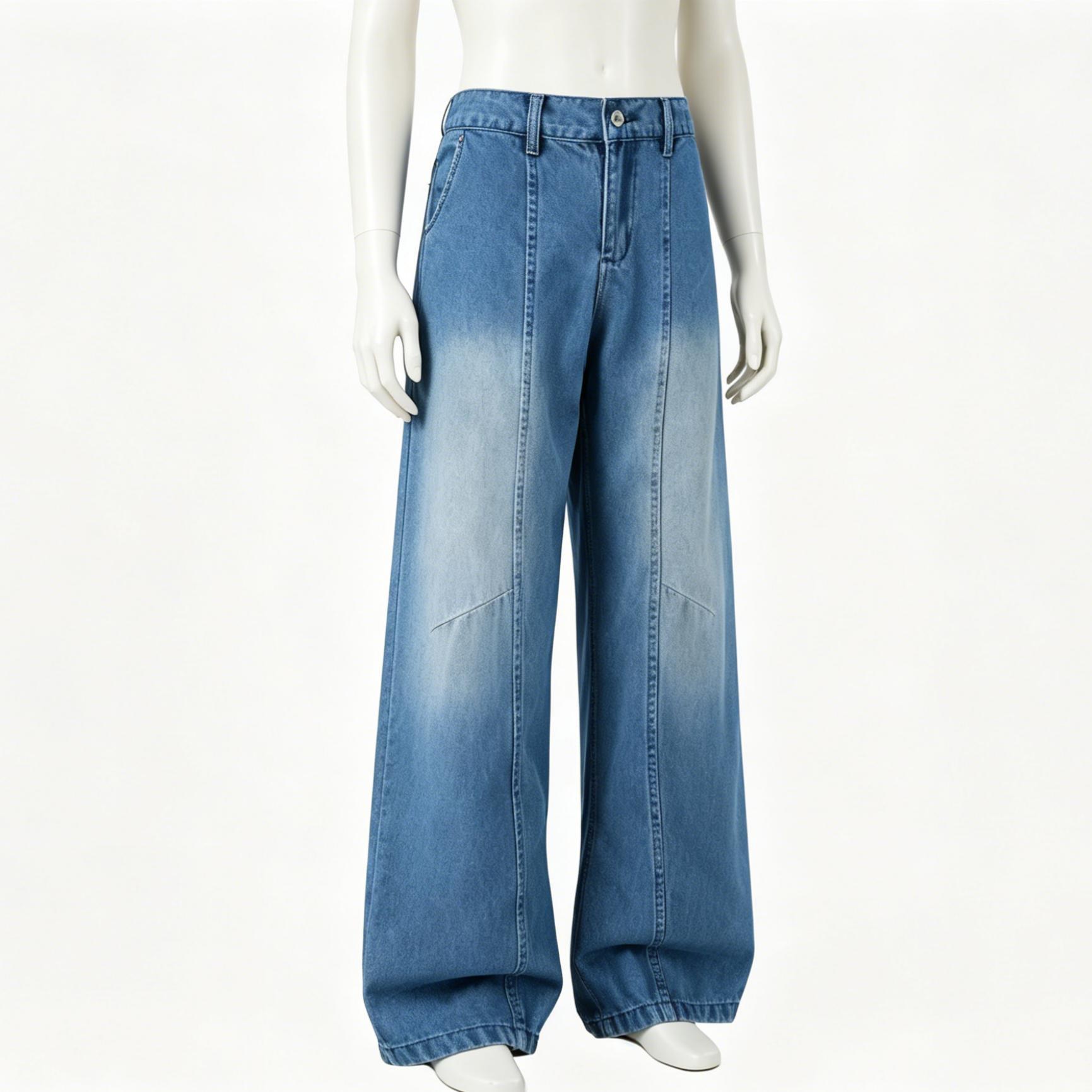 Elastic Back Light Wash Frayed Hem Jeans Black Blue Lyocell Blend Wide Leg Jeans Washed