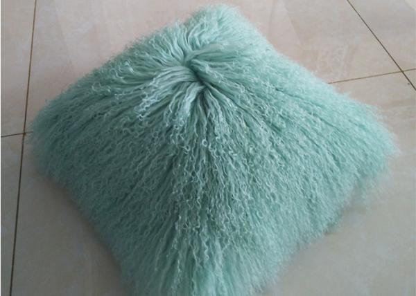 Mongolian fur pillow Mint Green Warm Soft Tibetan Lambskin Throw Pillow 22 inch